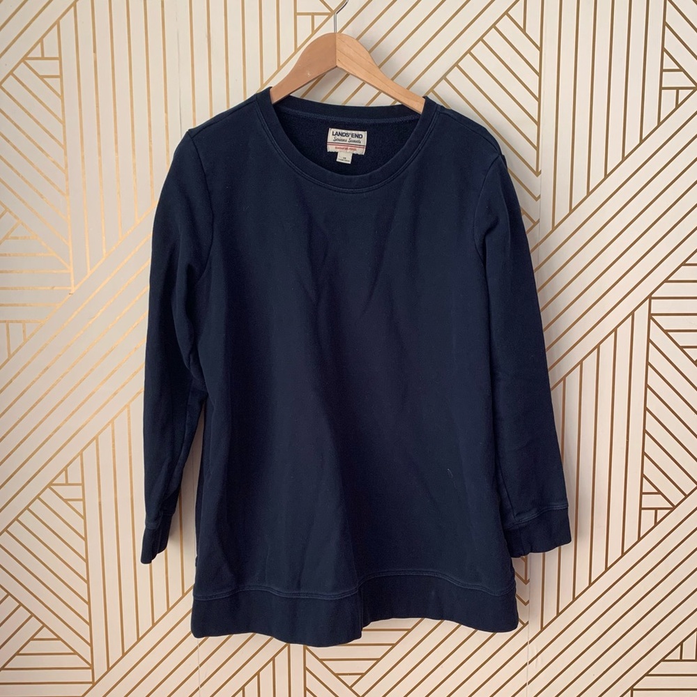 Lands' End Vintage Cotton blend pullover scoop neck  Navy Serious Sweats Plus 1X